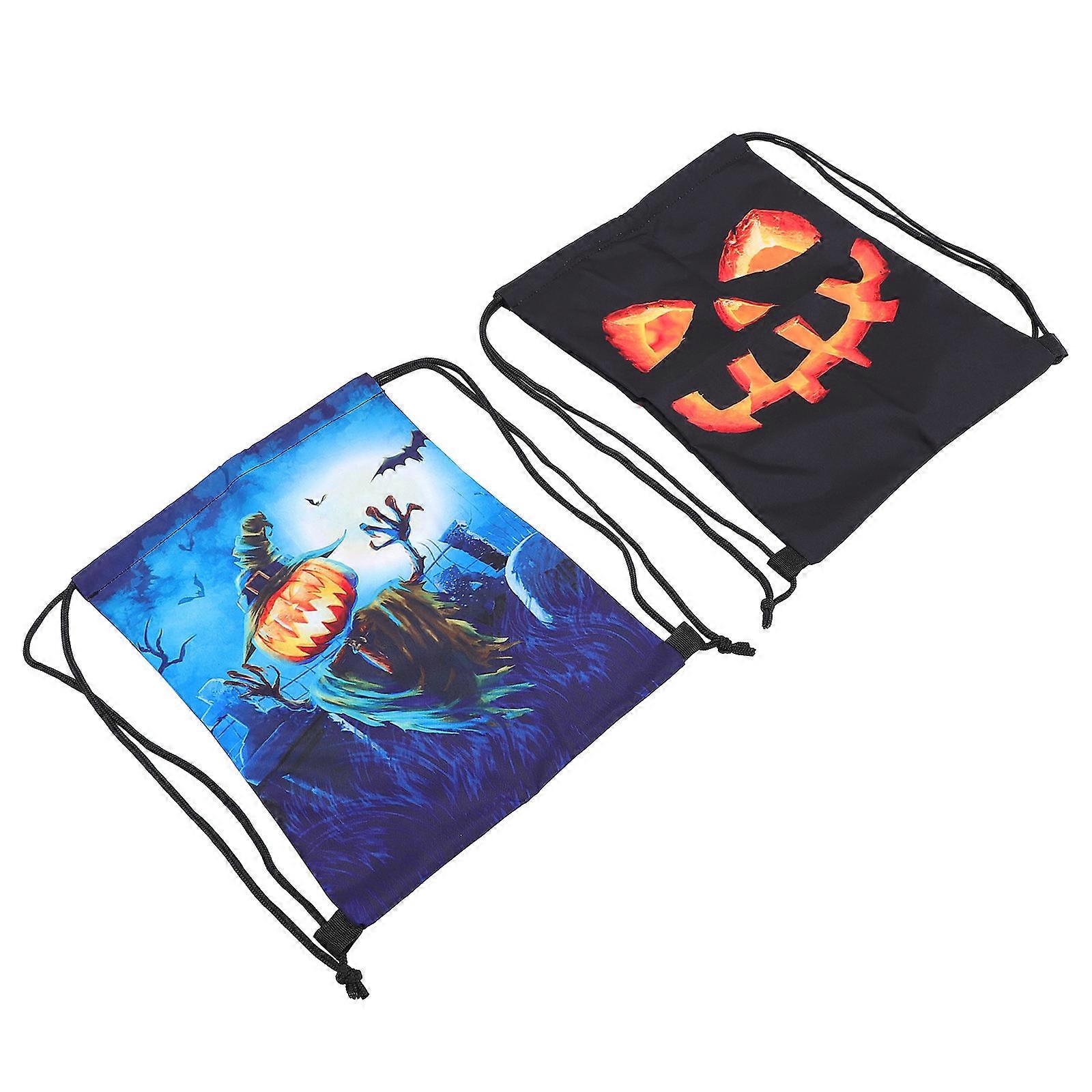 Drawstring Backpack for Storage Includes 2Pcs Waterproof Halloween Pumpkin Bags
