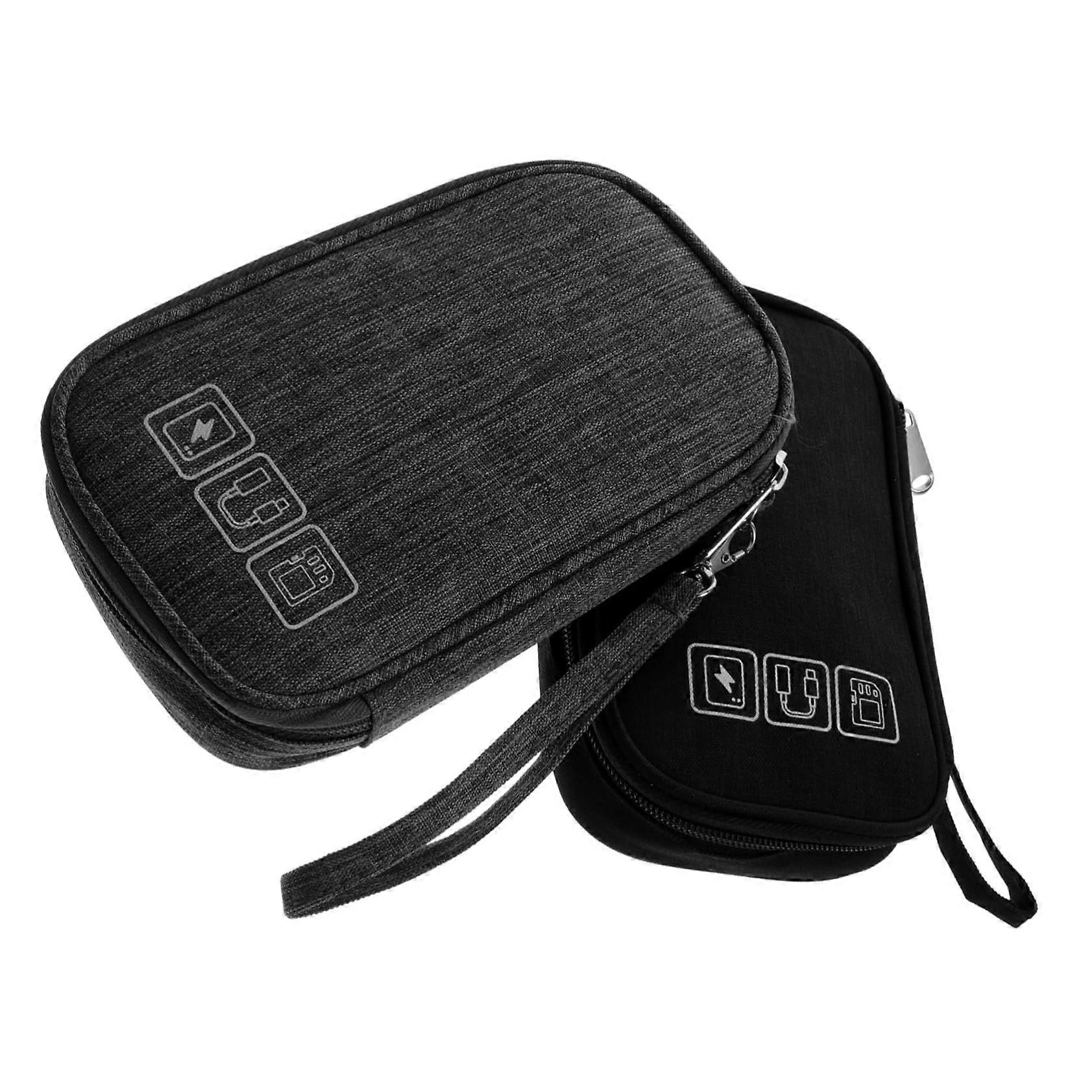 2pcs Travel Electronics Organizer Case MultiCompartment Cable Storage Bag for Accessories
