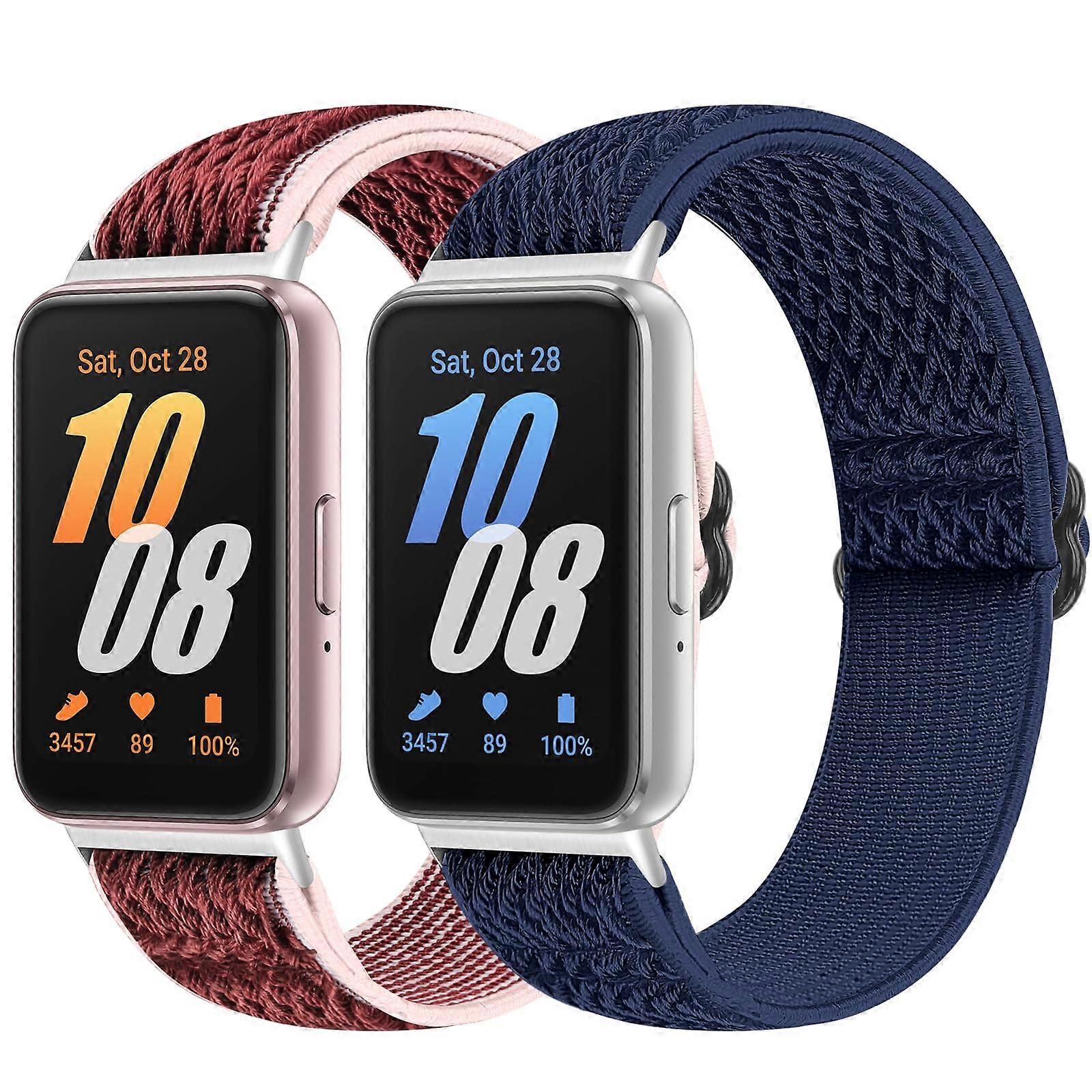 2 Pack Elastic Nylon Adjustable Breathable Replacement Straps for Samsung Galaxy Fit 3