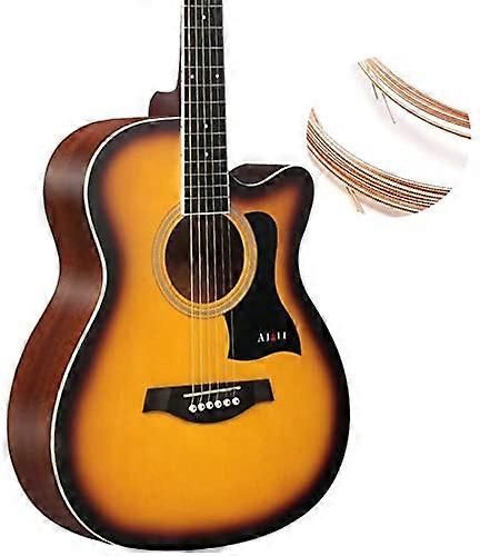 Violão acústico dreadnought de tamanho normal de 40 polegadas para iniciantes com acessórios, laranja.