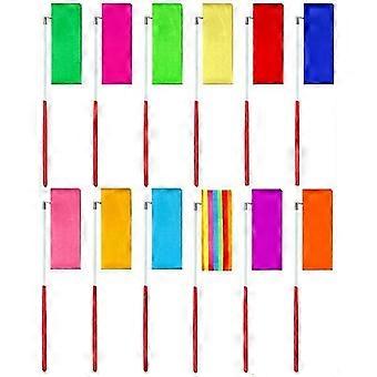 12PCS Tanzbänder Luftschlangen Rhythmische Gymnastik Kinder Künstlerisches Tanzband mit Stabwirbelstäben (Mischfarbe)