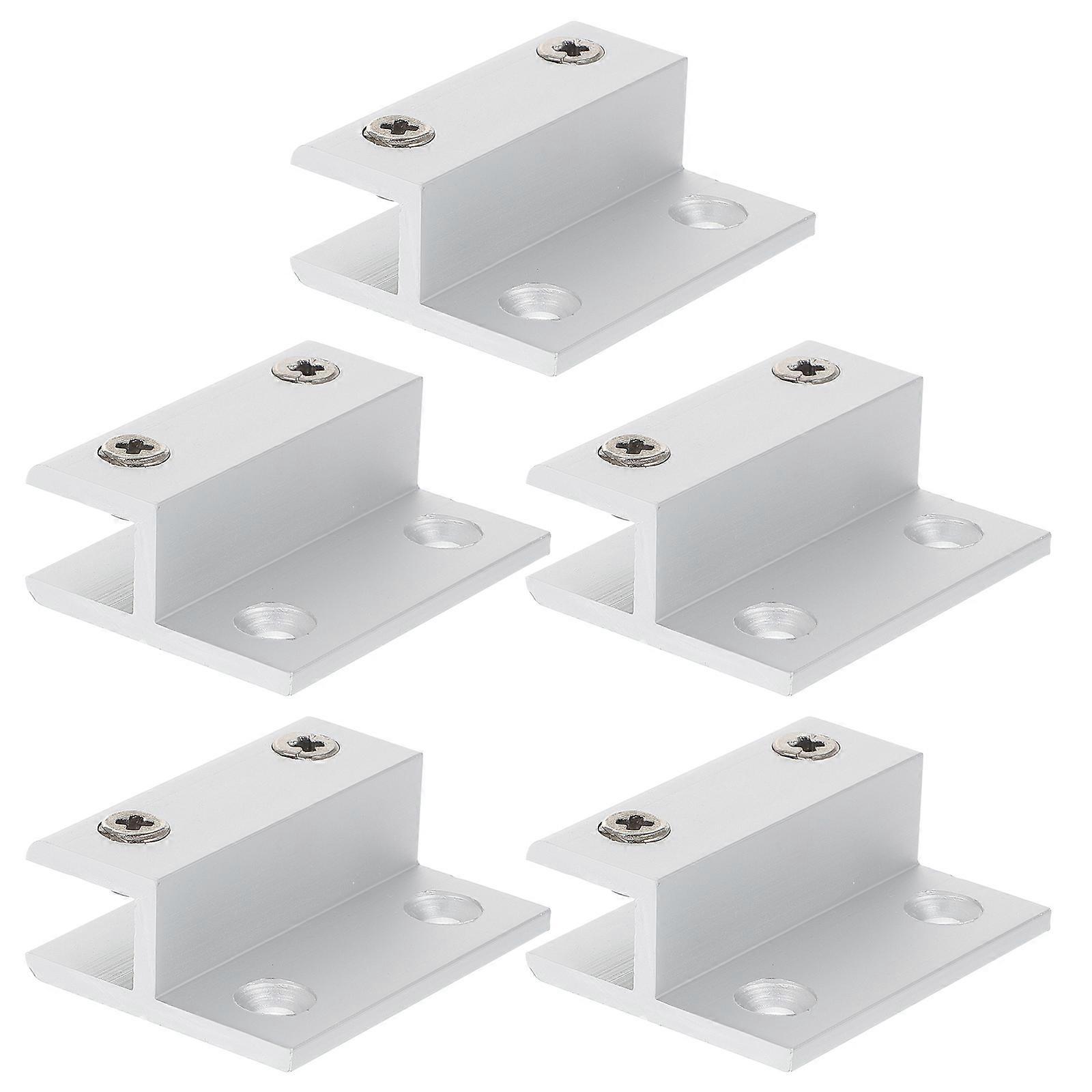 Silver Glass Shelf Bracket 5Pcs Rectangular Heavy Duty Shelf Clips