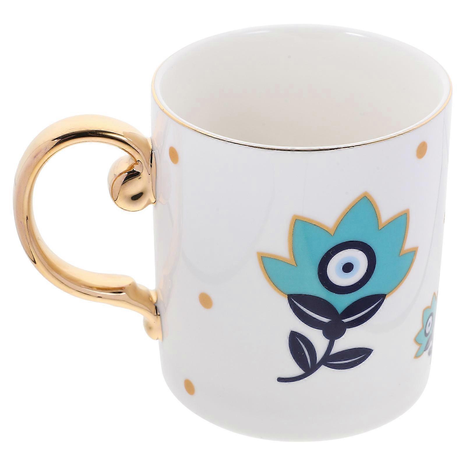 Evil Eye Cup Ceramic Coffee Mug for Home Use with Random Pattern Design