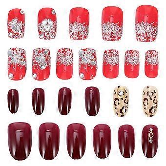 Drill Fake Nails Christmas Artificial Nails Full Cover for Nail Art 48Pcs