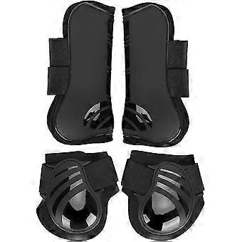 Pferdegamaschen, 2 Paar elastische Pferdegamaschen, dicke PU-Vordergamaschen, Beinschutz für Trainingssprünge