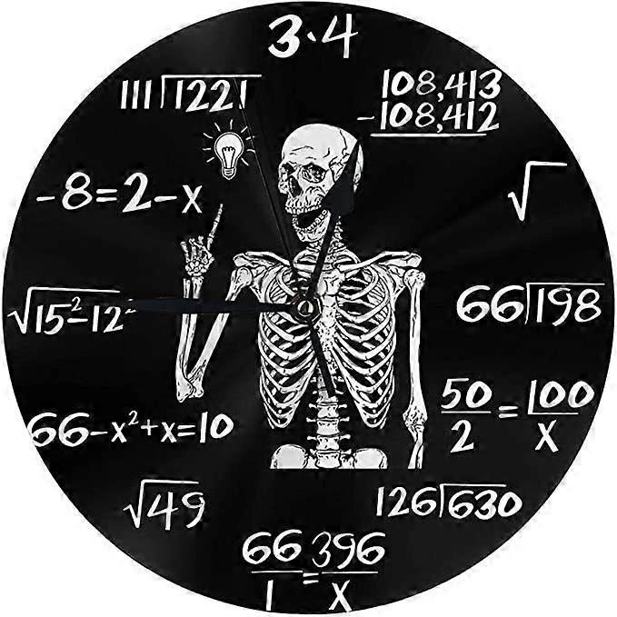 Creative Skeleton Math Wall Clock | Fun and Unique Design | Silent & Non-Ticking