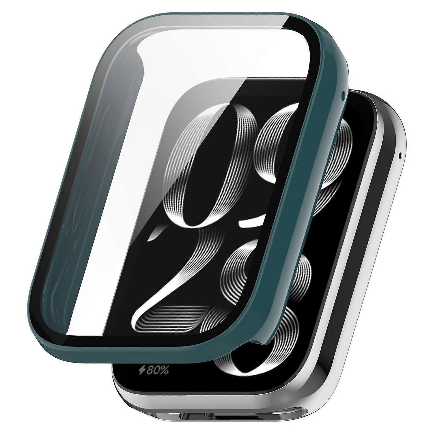 For Xiaomi Smart Band 9 Pro Plastic PC Smart Case + Tempered H9 Hard Glass Green