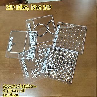 Acrylic 4-in-1 Travel Game Set, Reusable Erasable Board for Hangman, Tic-Tac-Toe, Dots & Boxes, Connect Four, Set of 4, Portable for Travel Office Gam