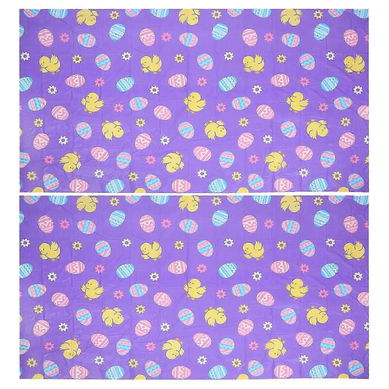 2pcs Plastic Easter Egg Tablecloth Plastic Easter Table Cover Easter Tablecloth