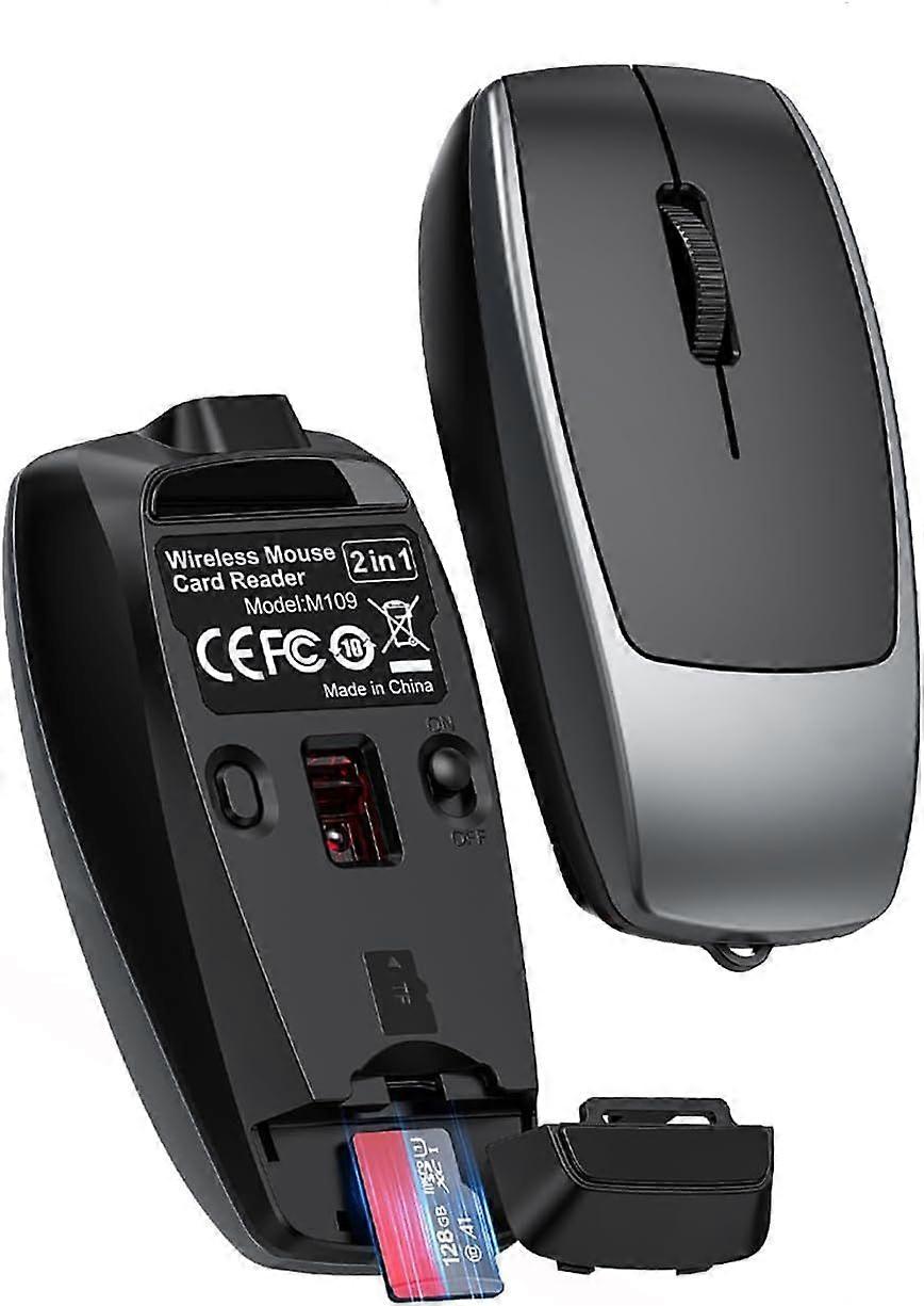 Mini Bluetooth Mouse Rechargeable with TF Card Reader (Max 2TB),Great idea for