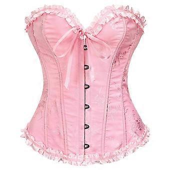 Laces Embellished Waist Shaper Elegant Stylish Corset Breathable Waist Cincher for Gym and Yoga rose red XXL