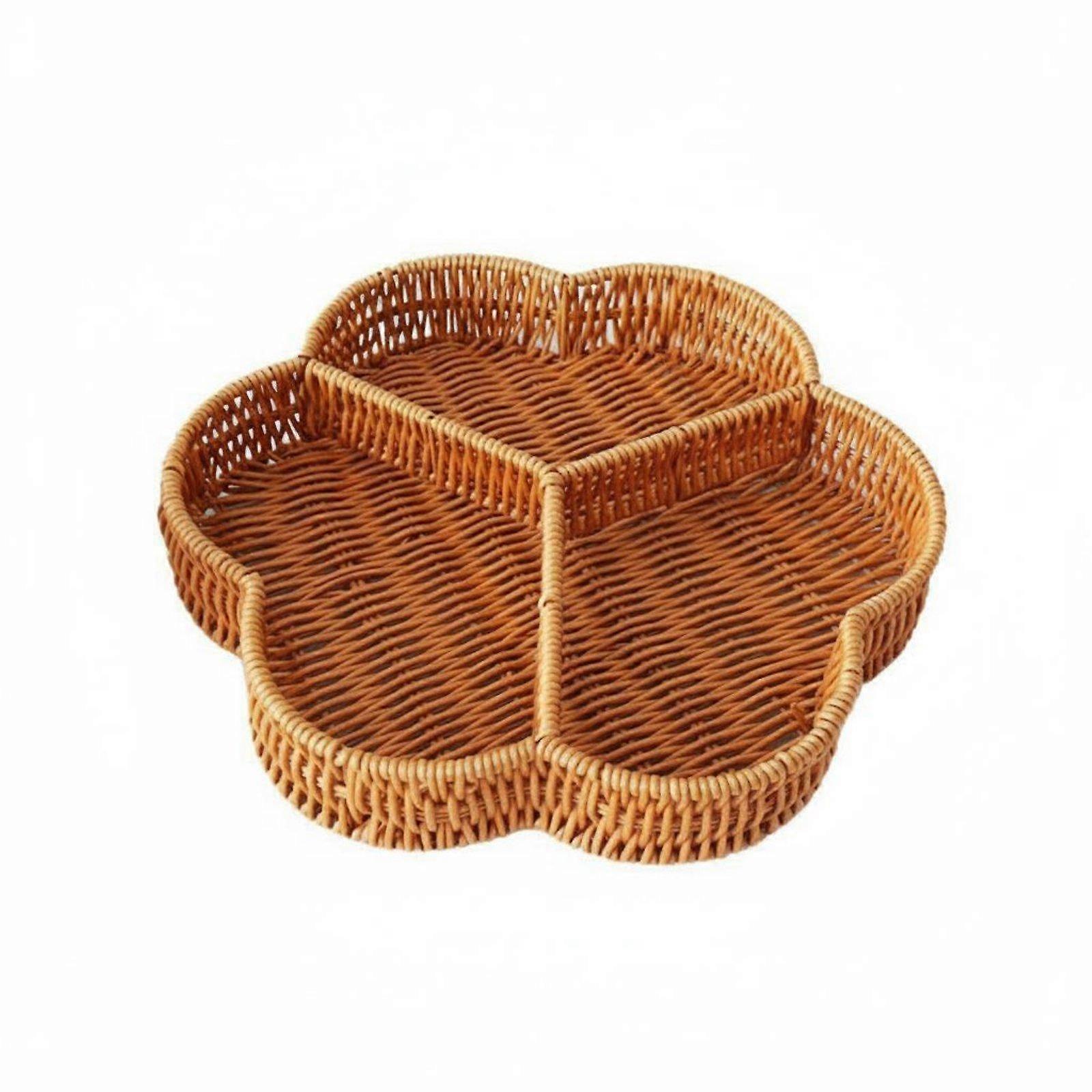 Woven Divided Serving Tray Handwoven Fruit and Snack Serving Tray Multiple