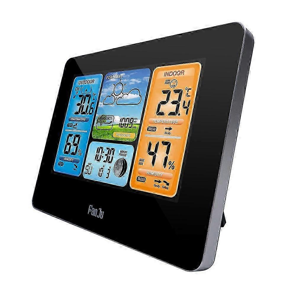 Multi-functional Electronic Alarm Clock with Color Screen Meteorological Function - Black