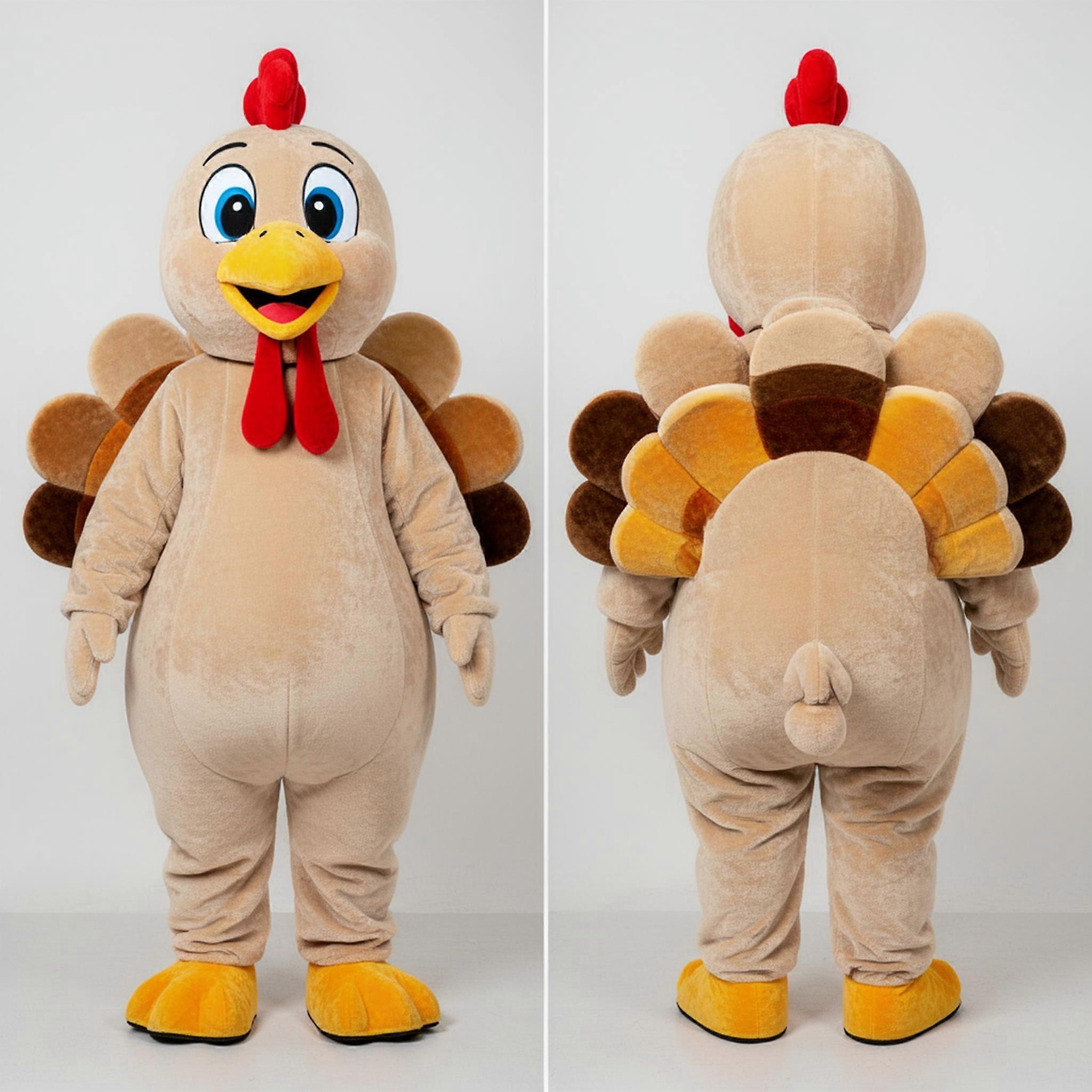 MASTICOT Beige Fluffy Turkey Mascot