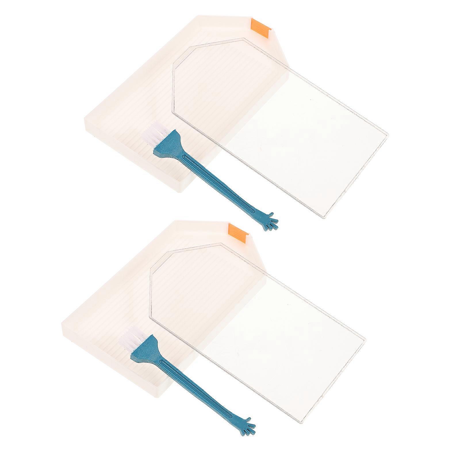 Bead Sorting Tray for DIY Craft 2Sets with Brushes in Assorted Color