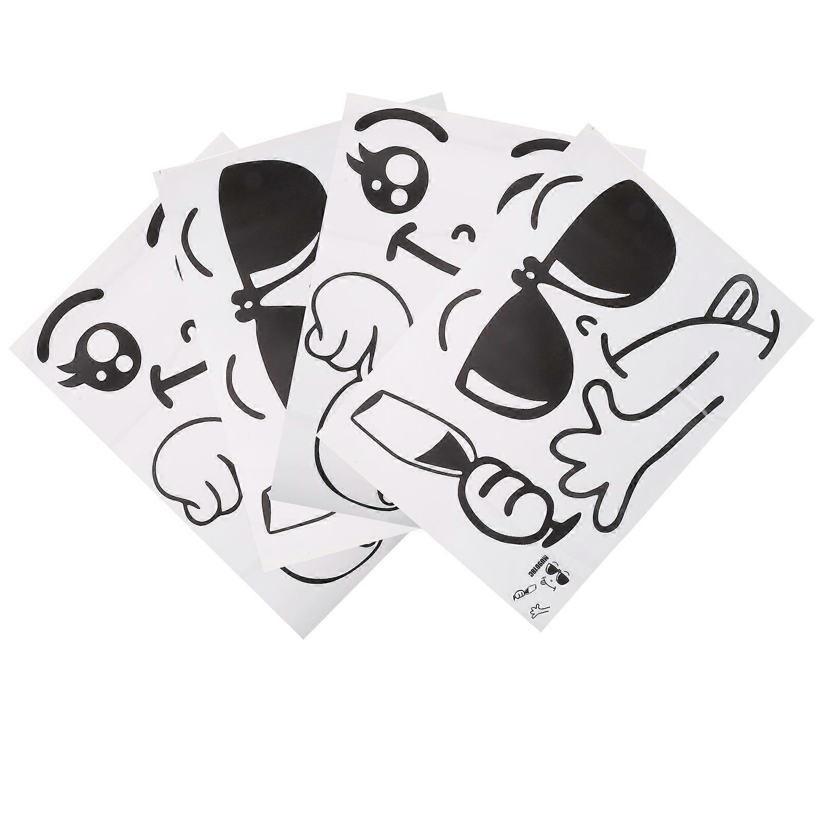 Face Decorative Wall Stickers for Fridge 4Sheets Set