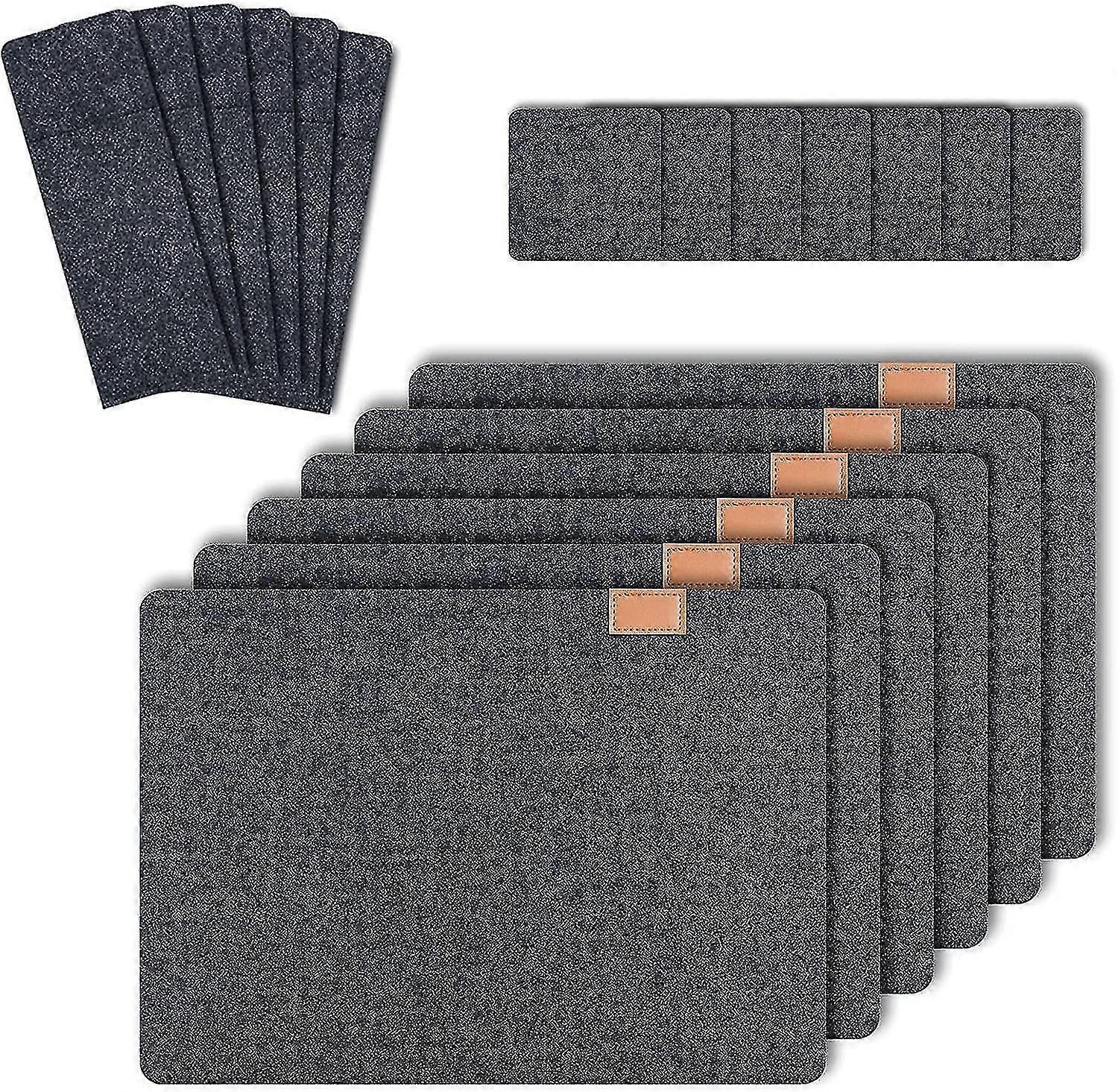 6 ensemble de sets de table lavables en feutre anthracite