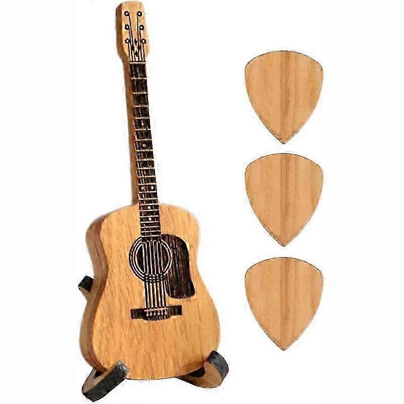 Mini Guitar Shaped Pick Box With Stand