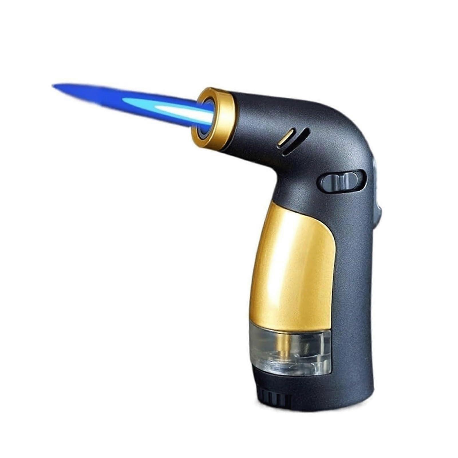 Butane Torch Lighter with Adjustable Windproof Flame, Refillable Design, Fuel Window, for Camping Outdoor (Style E)
