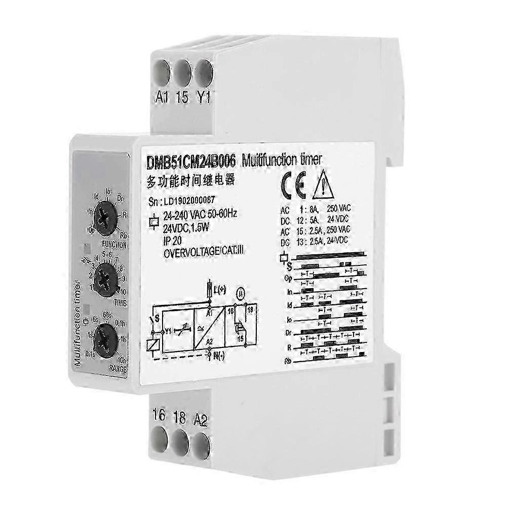 DC 24V & AC 24-240V Multi voltage Time Relay Delay OFF Switch with 7 Function Choices