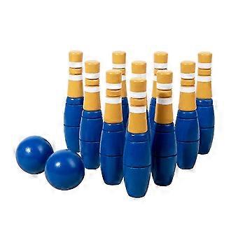 Wooden Children's Bowling Set, 10 Pins 2 Balls, Solid Wood, Indoor Outdoor Play NSD