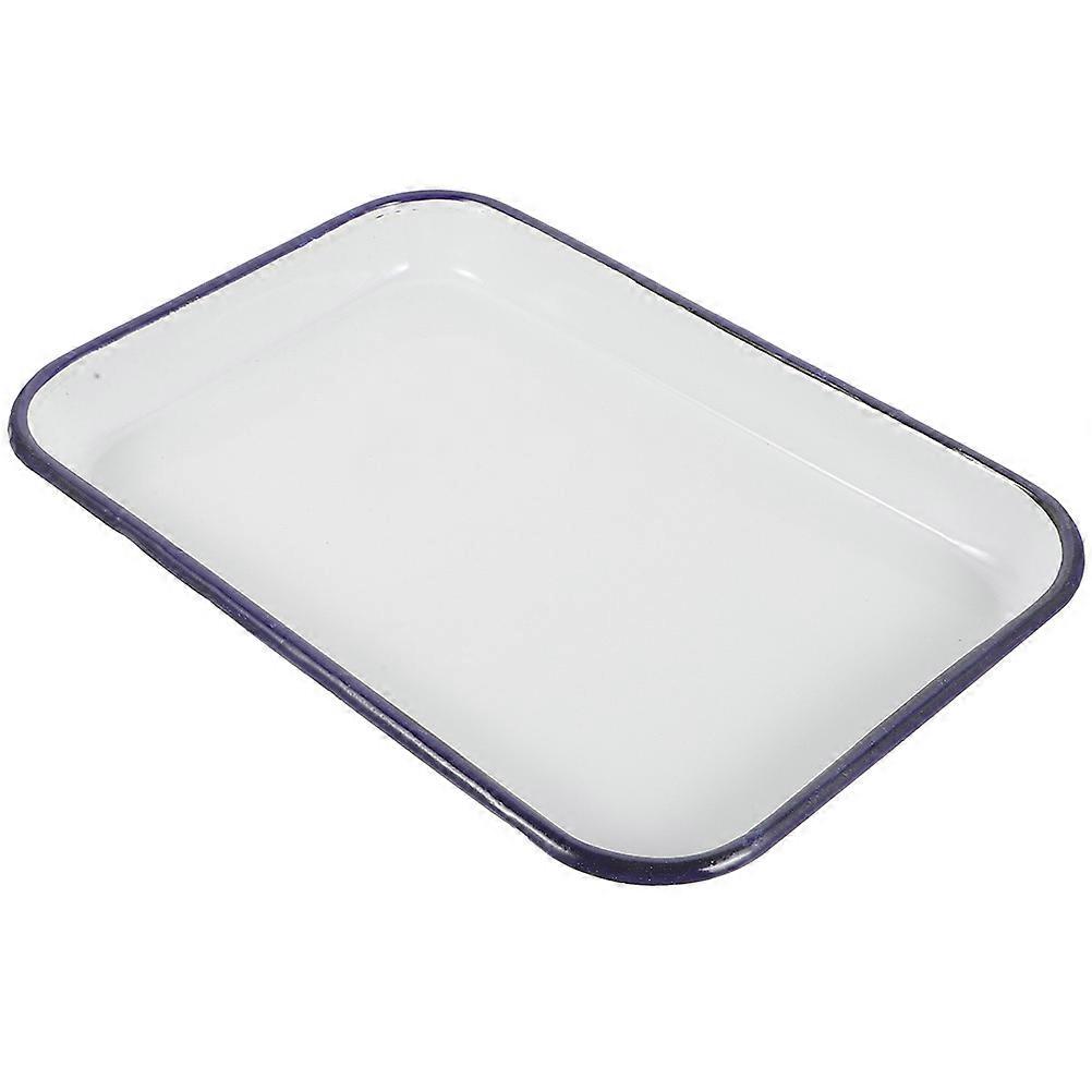 Enamel Pan Household Baking Dish for Storage 4Pcs White Rectangular Tray