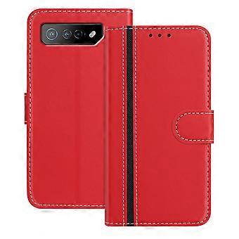 Étui à rabat en cuir PU pour Asus ROG Phone 7 Pro avec support, emplacements pour cartes et protection antichoc