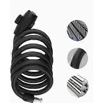 Heavy Duty Spiral Cable Bike Lock with Key, 12mm Braided Steel, PVC Coated, 100cm, Anti-Theft for Bicycle, Scooter, Motorcycle, Garden Equipment