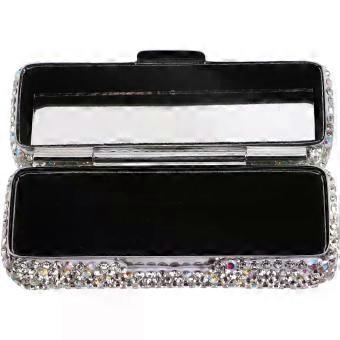 Lipstick Case Silver with Mirror Compact Travel Organizer