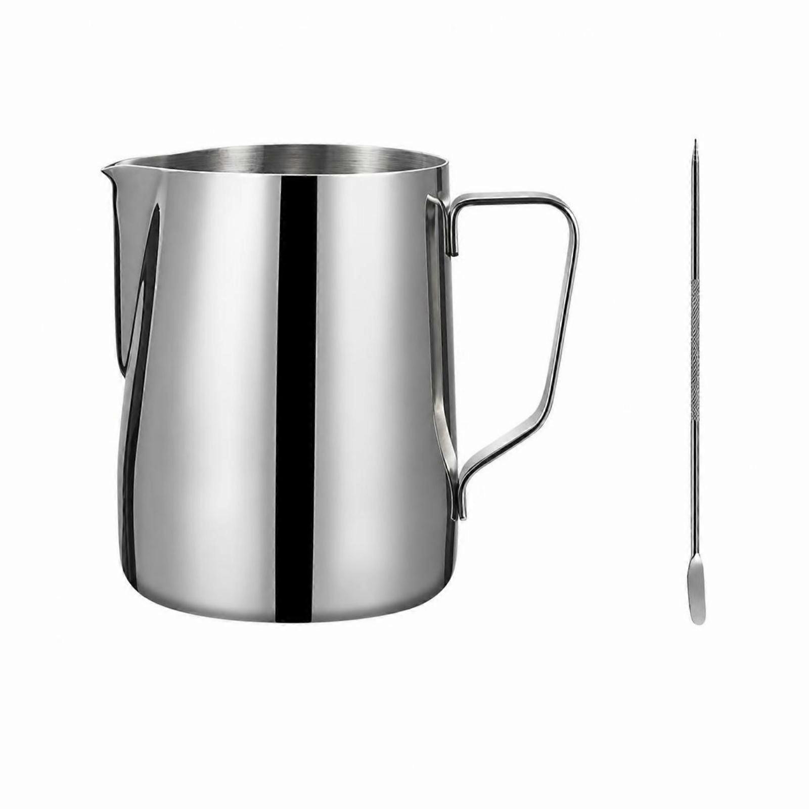 Steaming Pitcher with Latte Art Pointer Pointed Spout, Milk steaming Pitcher