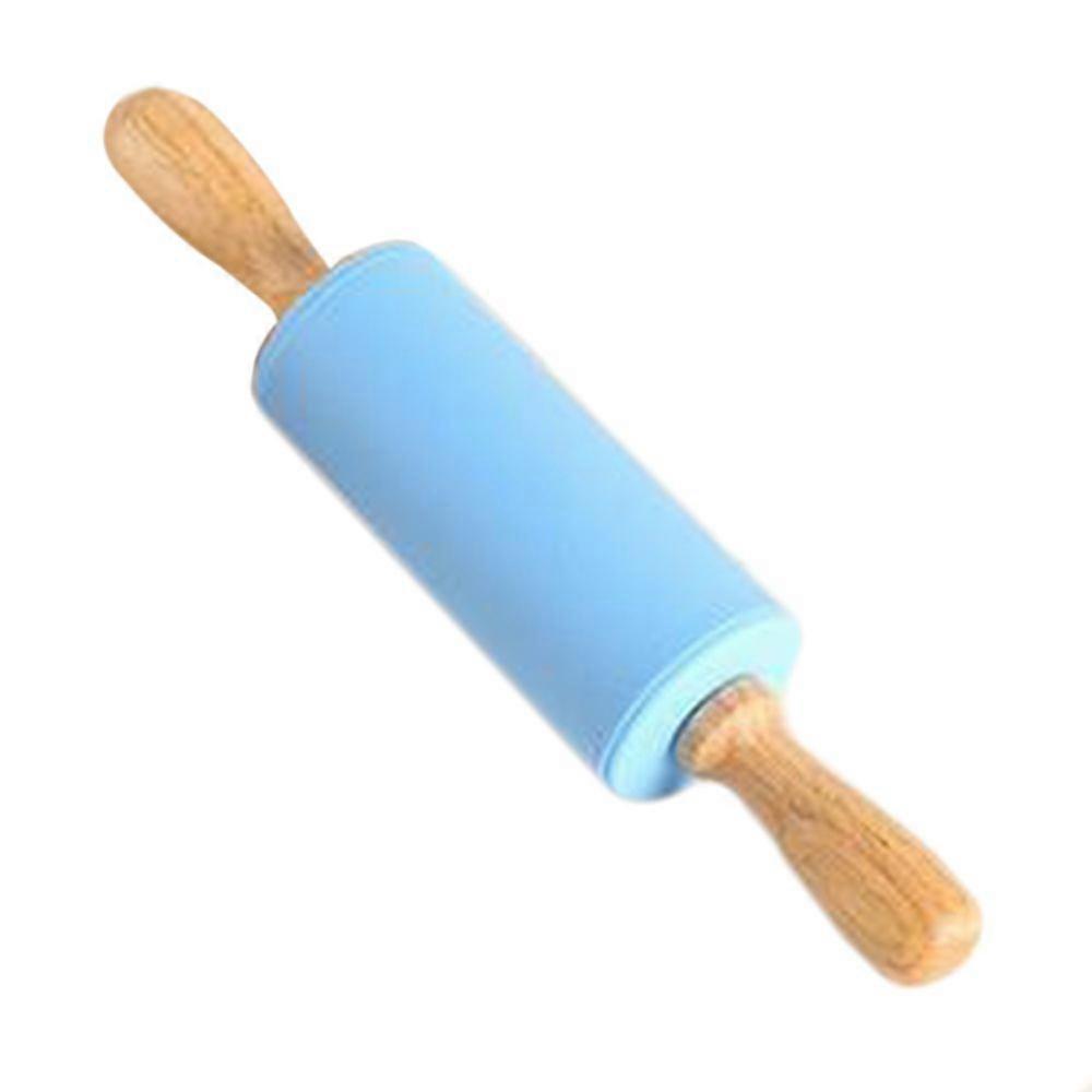 22.5cm Solid Silicone Rolling Pin Wood Handle