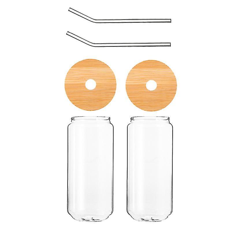 7.5X7.5x15cm Assorted Color Tumblers 2 Sets Of Glass Water Cups Straw Cups Mason Jar Juice Mugs Beve