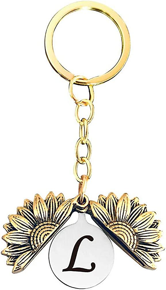 Porte-clés lettre tournesol initiale porte-clés avec porte-clés Message caché