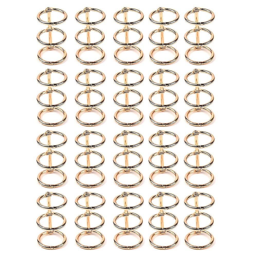20Pcs 3 Ring Gold Book Rings Leaf Binders Office Book Rings Snap Split Hinged with 20 mm Inner Diam