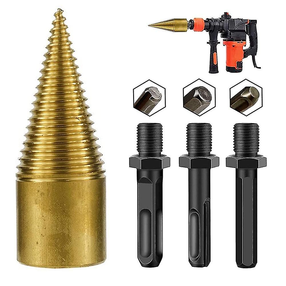 Firewood Log Splitter, 3pcs Drill Bit Removable Cones Kindling Wood Splitting Bits Heavy Duty Elect