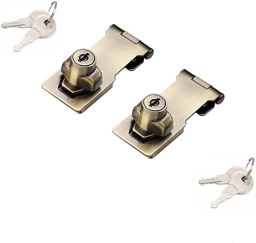 2 pakker Hasp-låser med nøkkel Twist Knott Keyed Locking Hasp for små dører, skap og mer, rustfritt stålstål, Hasp Lock Catch Latch Safety Lock Doo