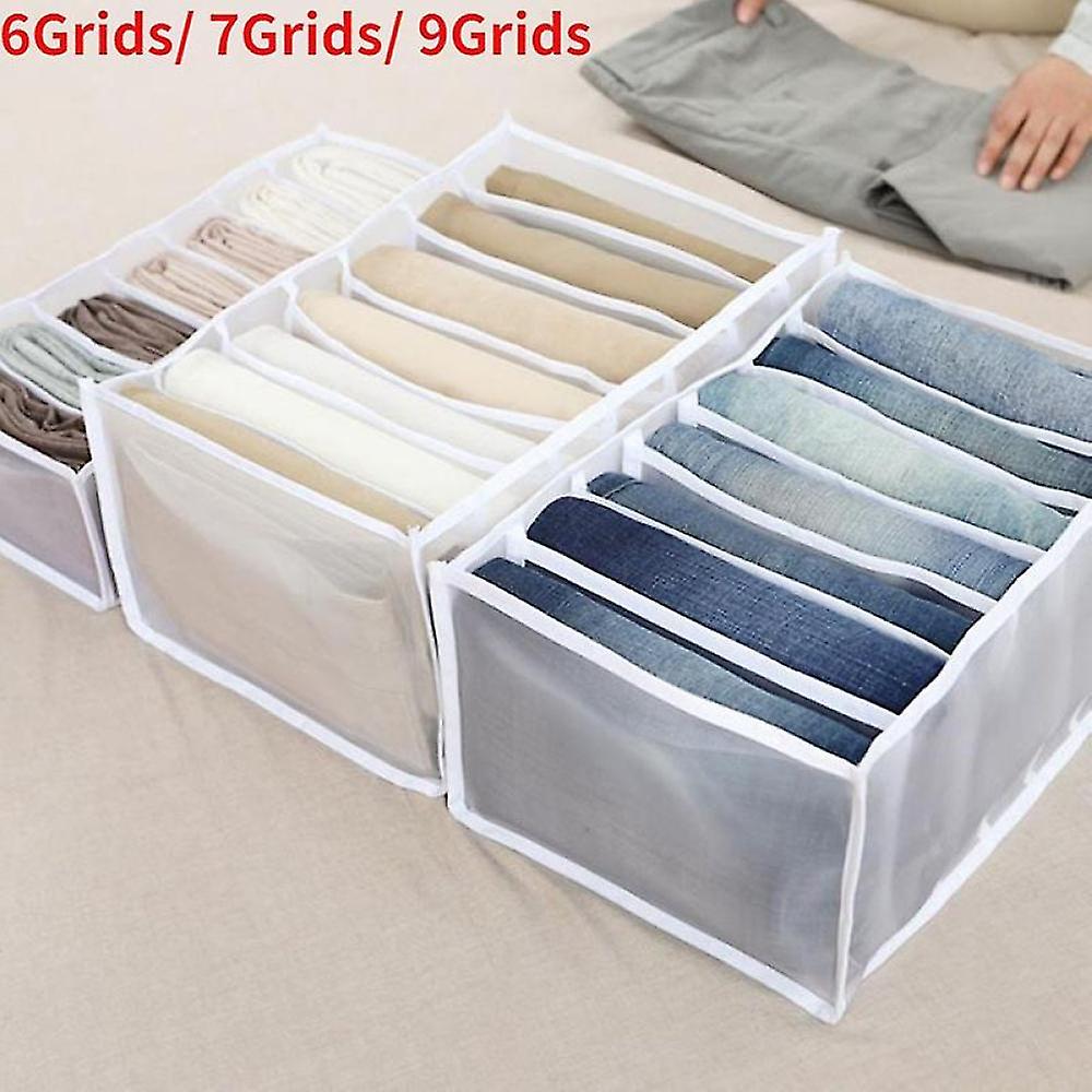 Clean And Hygienic Jeans Compartment Storage Box Closet Clothes Drawer Mesh Partition Trouser Partition Household Storage Rack