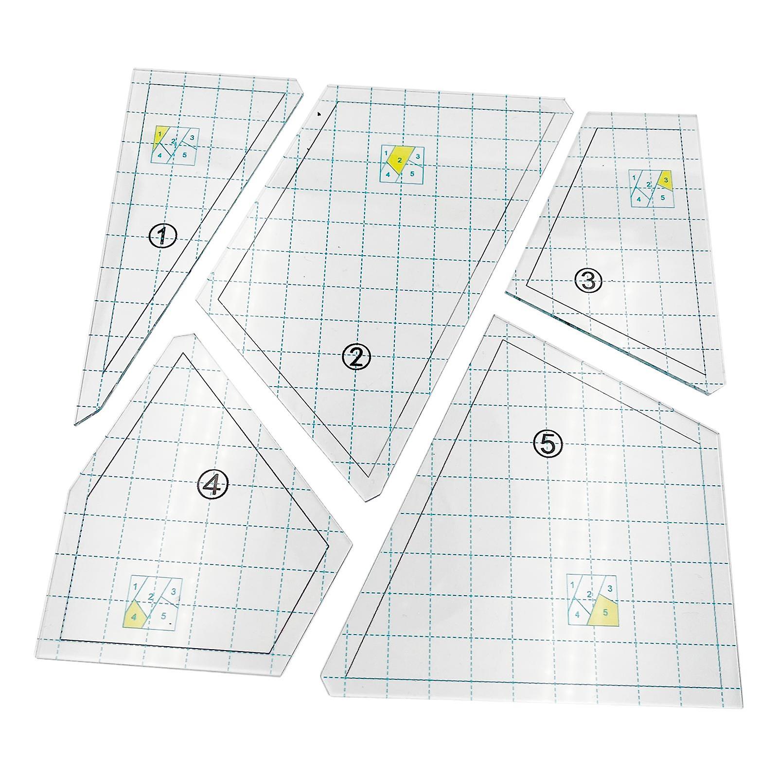 5pcs Quilting Template Set Transparent DIY Hand Patchwork Ruler DIY Tools