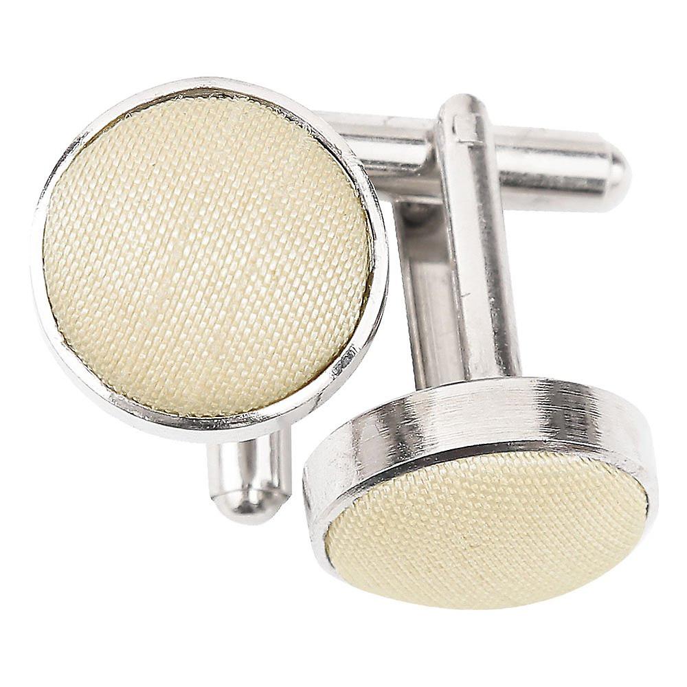 Beige Plain Shantung Cufflinks