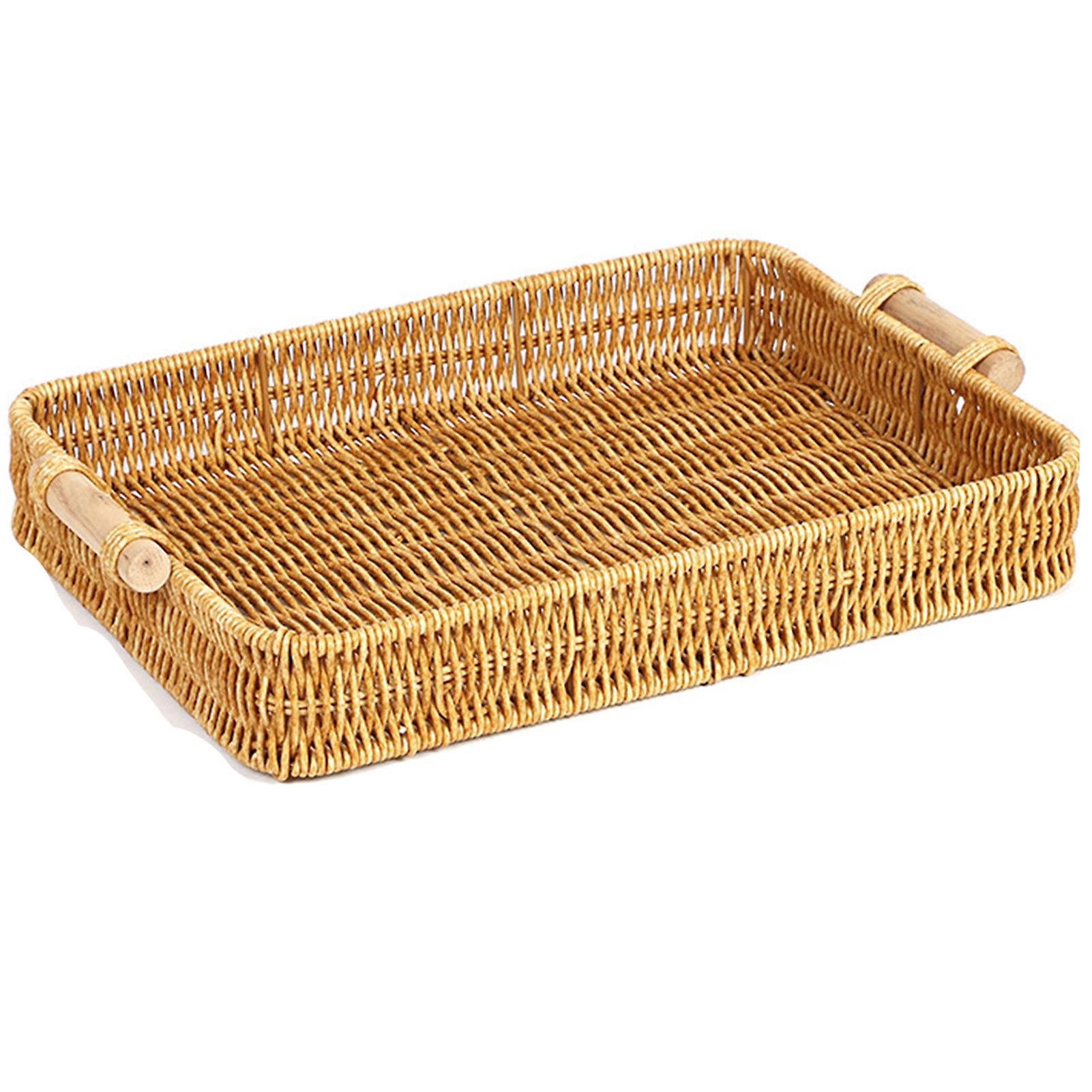 Japanese Style Vegetable Bread Basket Large Capacity Round Brown Basket For Serving Potatoes Onions Bread