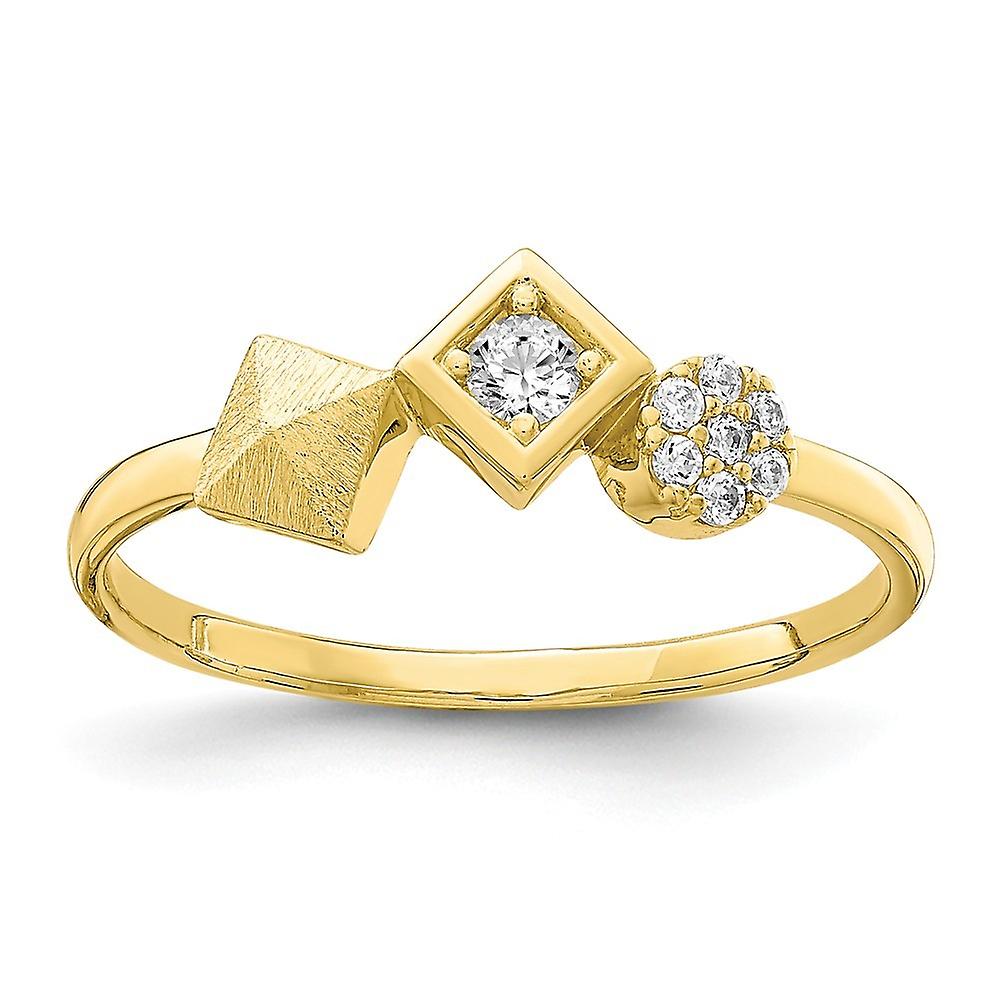 10k Solid Yellow Gold Cubic Zirconia Ring Size 7-Ring for Women