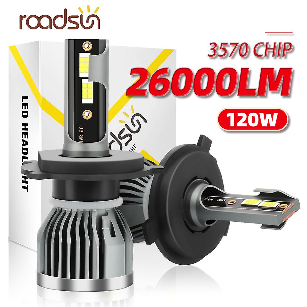 -roadsun H7 Led Reflektor H11 H1 H3 9005 9006 Hb3 Hb4 880 9007 H13 H4 Reflektory LED Żarówka do samochodu 12v 120w 26000lm 3570 Csp Chip