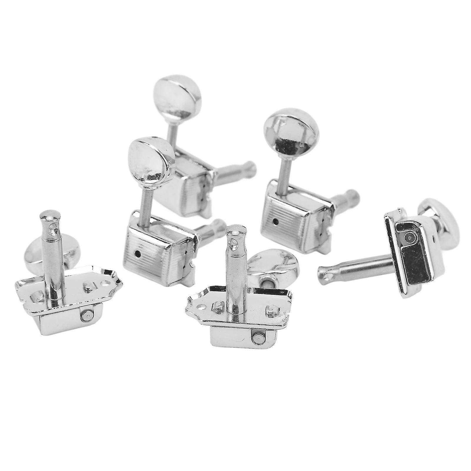 6Pcs Silver Metal Retro Style Electric Guitar String Tuning Keys