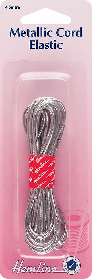 1.3mm Hemline Metallic Cord Elastic 4.5m  Silver - per pack