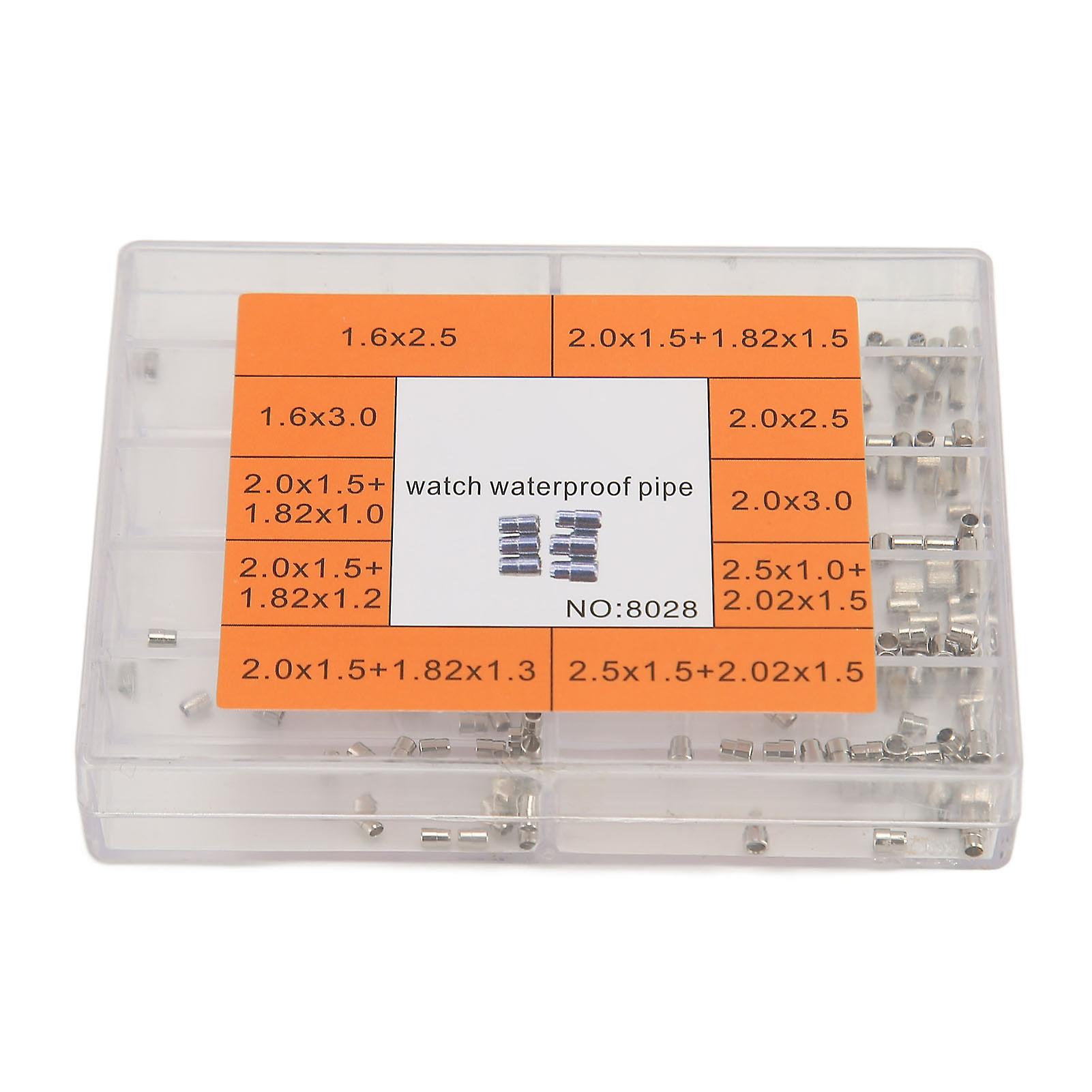 Crown Watch Tube Pipe Waterproof Mixed Sizes Stainless Steel Crown Pipes Assortment with 10 Compartments Storage Box