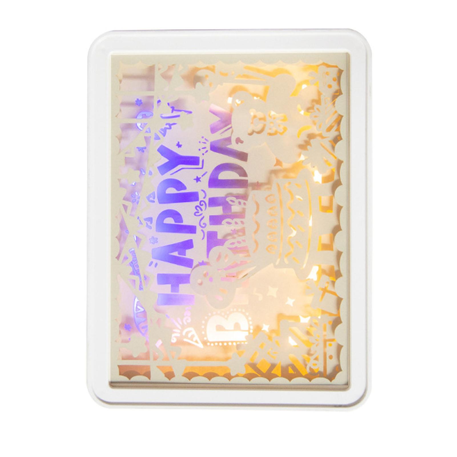 Papercut Light Box Soft Warm Light Romantic USB Battery Powered 3D Paper Carving Lamp for Bedroom Office Party Type 4 (Manual Switch)