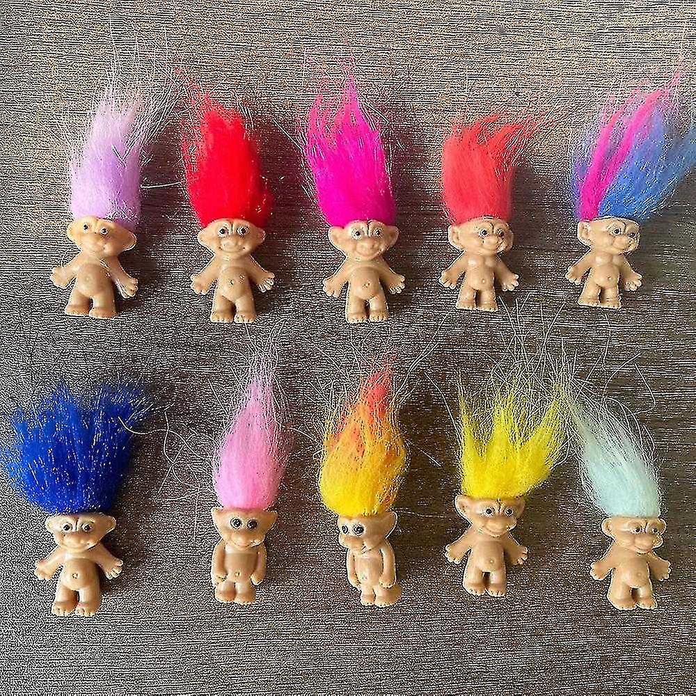10pcs/set Mini Troll Dolls, Pvc Vintage Trolls Lucky Doll Mini Action Figures Cake Toppers Chromatic