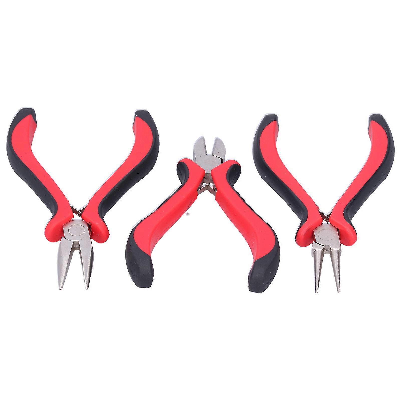 3Pcs Pliers Set: Round and Needle Nose Types for Handmade Jewelry Crimping, Winding, and Cutting
