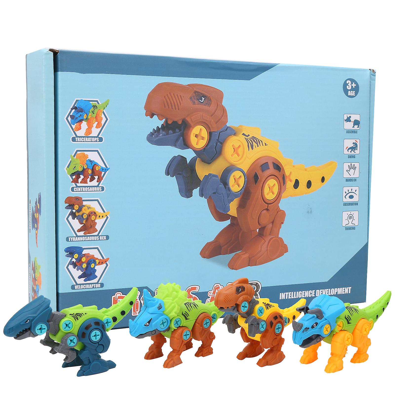 4-in-1 DIY Dinosaur Toy Set with Screw-Nut Assembly