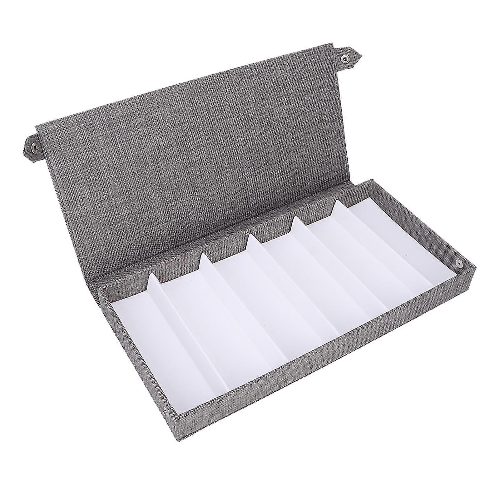 Grey Sunglasses Storage Case - 6 Grids Flocking Cloth Display Box with Scratch Prevention